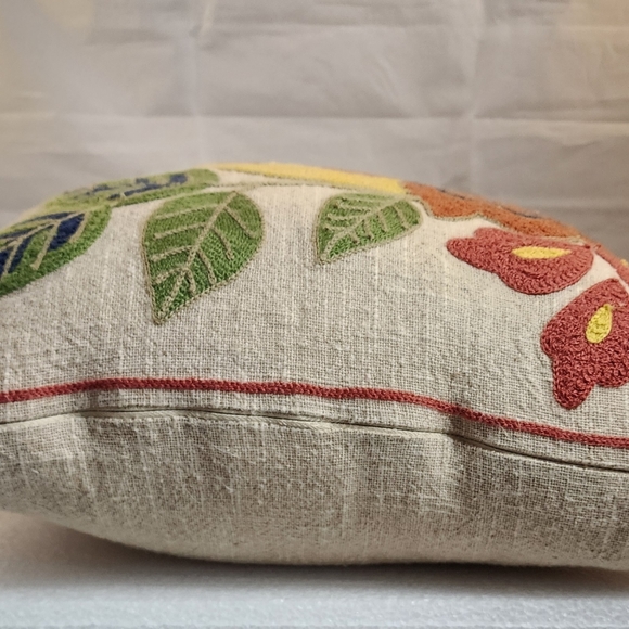 Boho Embroidered Decorative Bird Accent Pillow - Picture 4 of 14